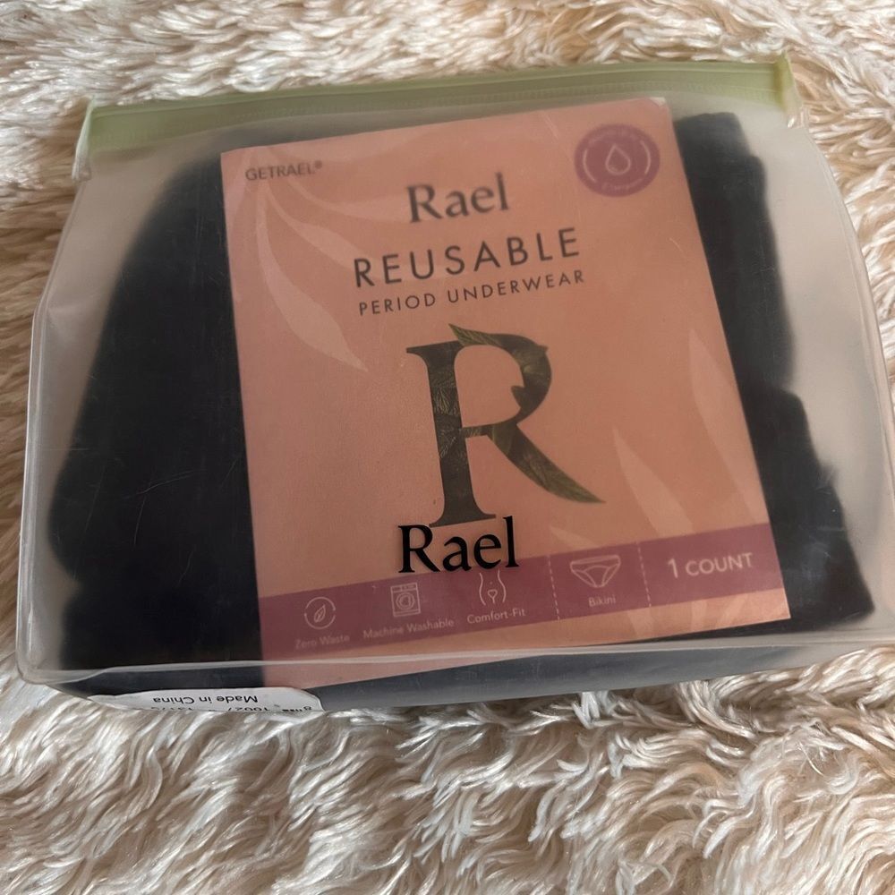 Rael Reusable Period Bikini Underwear Black Cotton Small NEW MSRP $25